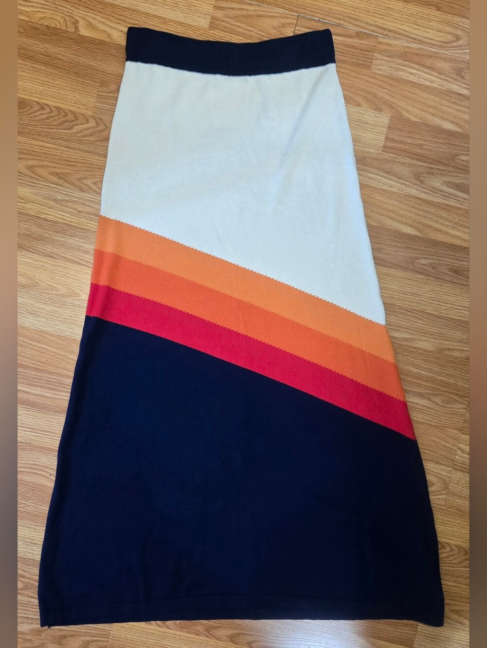 Oxknit Diagonal Striped Maxi Skirt